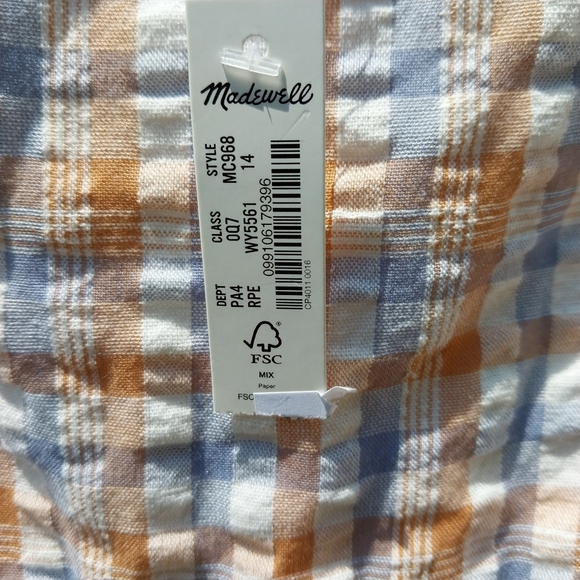 >Madewell Gingham Sweetheart Ruffle-Tiered Midi Dress Size 14 - Picture 10 of 10